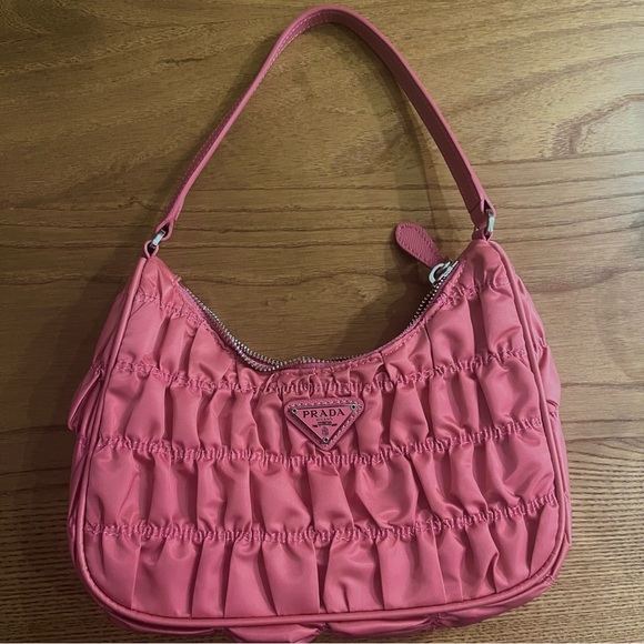 PRADA Hobo Tessuto Gaufre with Saffiano Mini Pink - Picture 2 of 13
